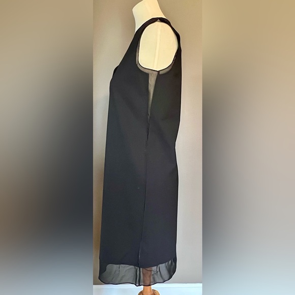 VINCE 100% Black Silk Sleeveless Shift Dress/ Sheer Paneling Size 2 Retail $380 - Picture 4 of 8
